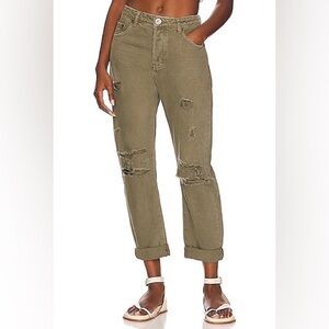 One Teaspoon Messed Up Saints Boyfriend Pant in Military Khaki size 24‎